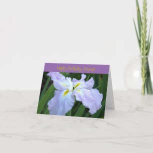 card, "Happy Birthday, Friend!"/pale lavender iris Card