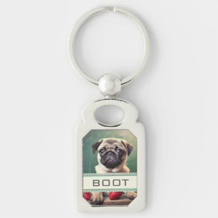 card house pug key ring