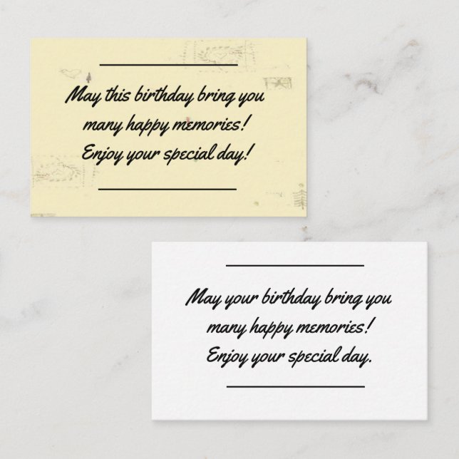 Card insert - Birthday Message  (Front/Back)