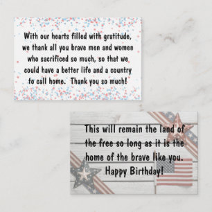 Card insert - Veterans Day/Patiotic Birthday