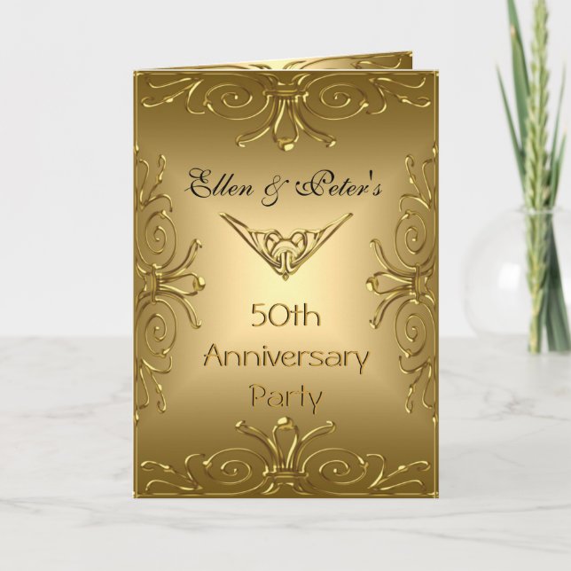 Card Invitation 50th Wedding Anniversary Art Deco (Front)
