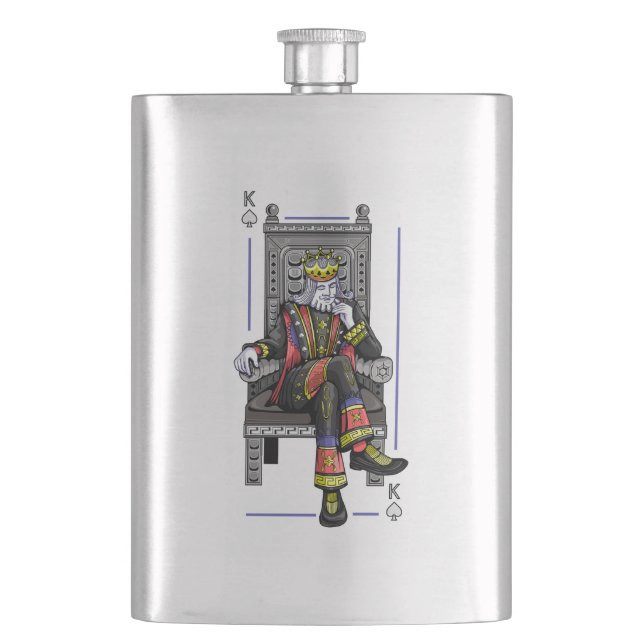 Card King Hip Flask (Front)