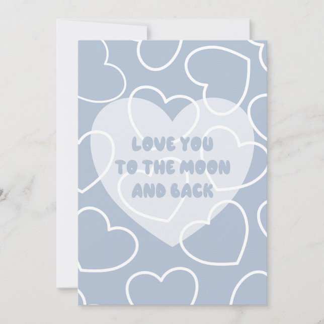 Card Love you to the moon and back ( Blue) (Front)