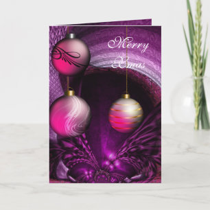 Card Merry Xmas Plum Pink Balls