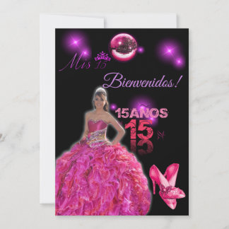 card of 15 black with fuxia bienvenidos
