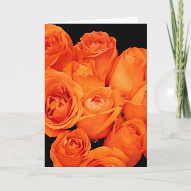 Card, Orange Roses, Vertical Card (Front)