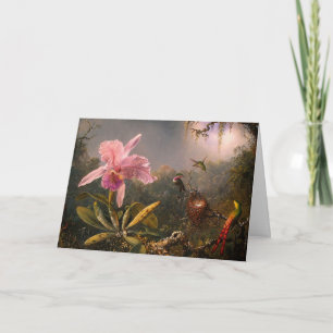 Card: Orchid and Hummingbirds Holiday Card
