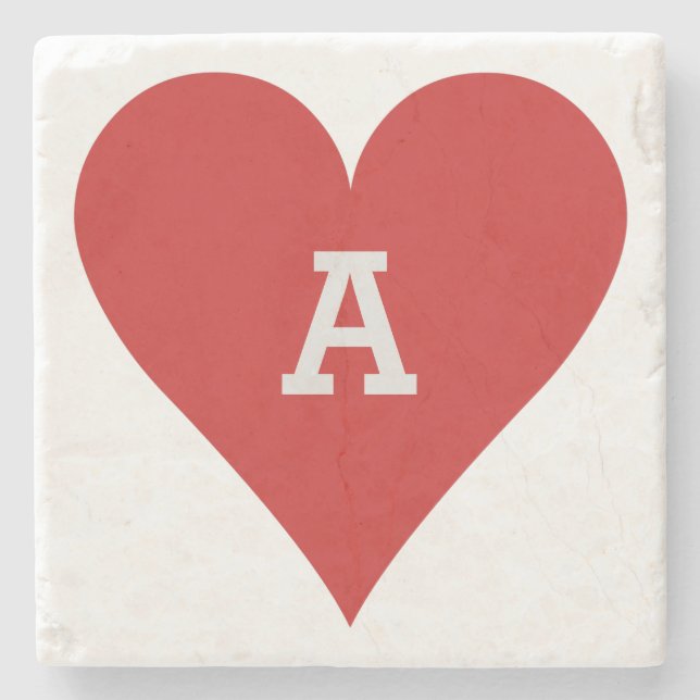 Card Player custom monogram coaster - Heart (Front)