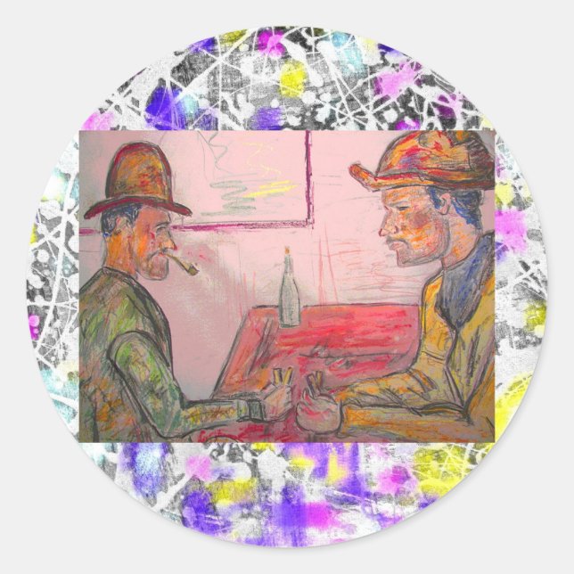 card players drip classic round sticker (Front)