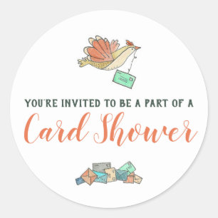 Card Shower Delivery Birds Envelope Classic Round Sticker