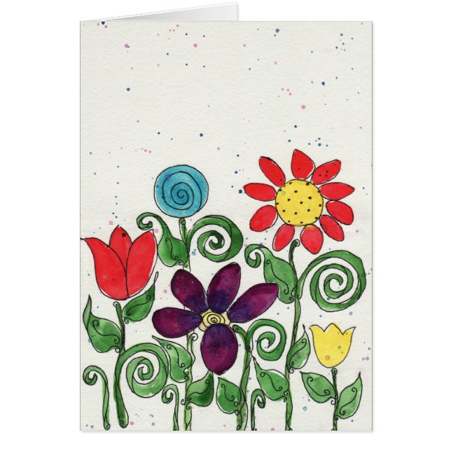 Card - Stemed Flowers - Watercolor (Front)