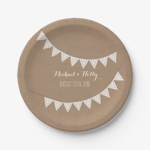 Card Stock Inspired Eyelet Bunting Wedding Paper Plate
