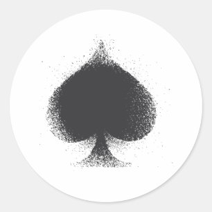 Card suit Spades -  grunge Classic Round Sticker