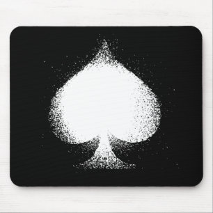 Card suit Spades white- grunge Mouse Pad