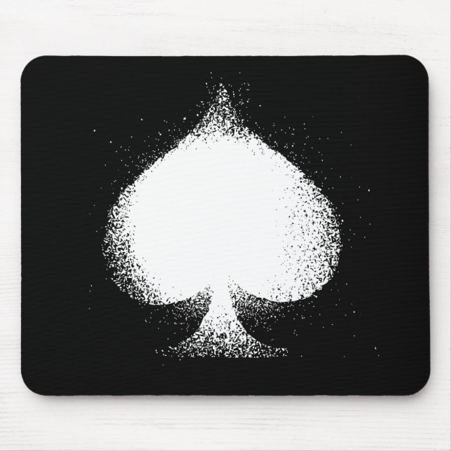 Card suit Spades white-  grunge Mouse Pad (Front)