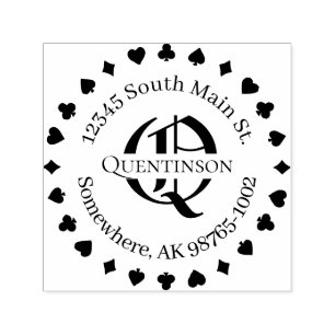 Card Suits, Address with Monogram Name Stamp