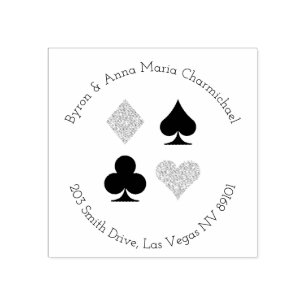 Card Suits Casino Custom Address Rubber Stamp