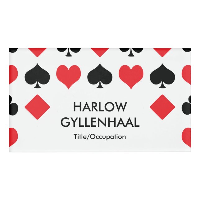 Card Suits Casino Name Tag (Front)
