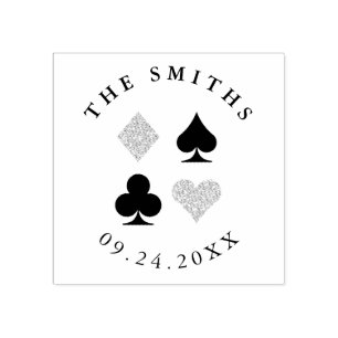 Card Suits Casino Themed Custom Text Rubber Stamp