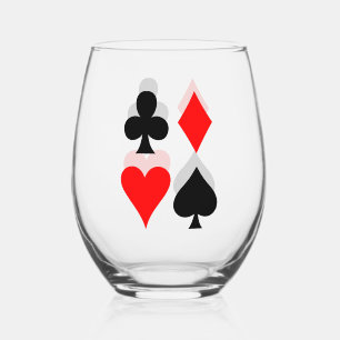 Card Suits Design Stemless Wine Glass