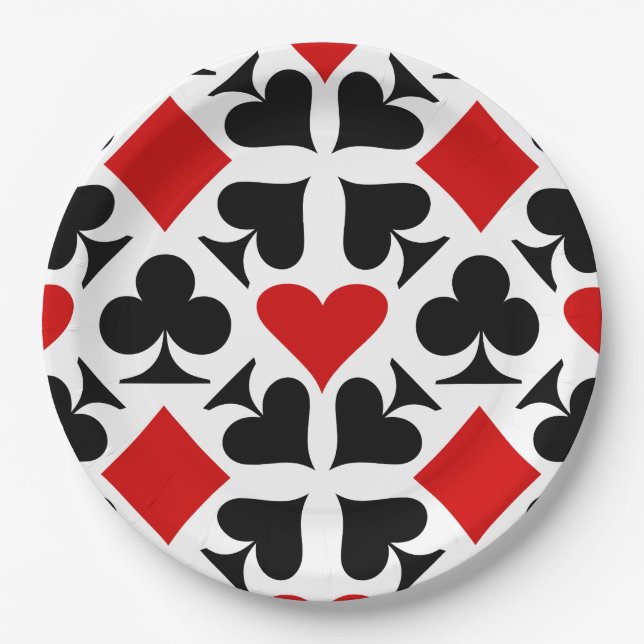 Card Suits Pattern Paper Plate (Front)