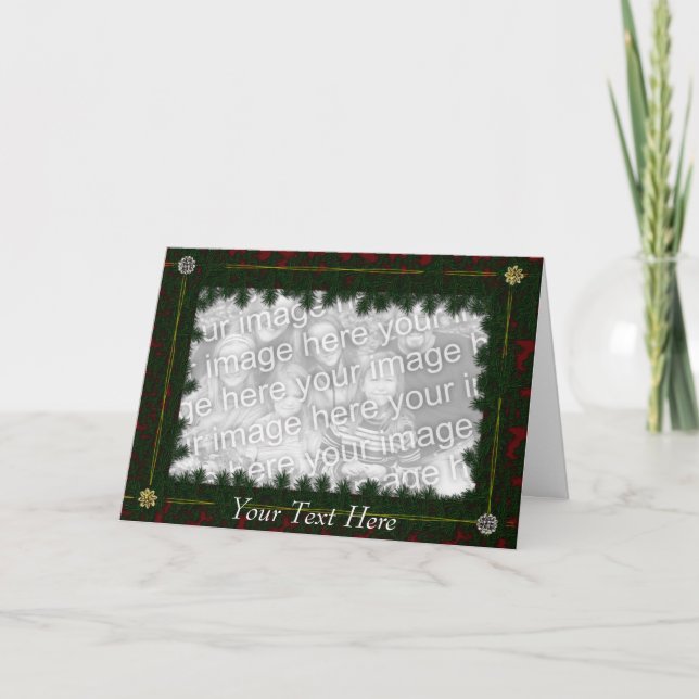 Card Template - Christmas Pine & Bows (Front)