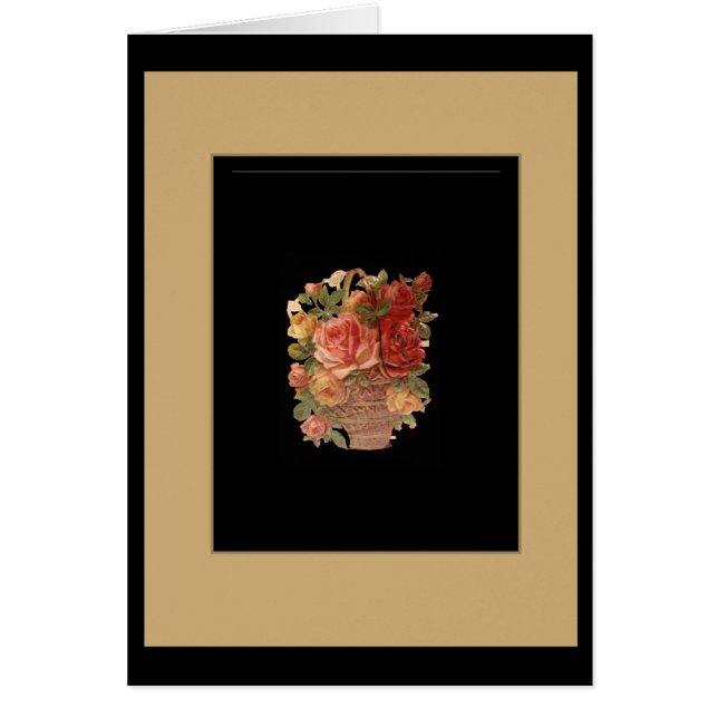 Card Vintage Floral Black Gold Frame (Front)