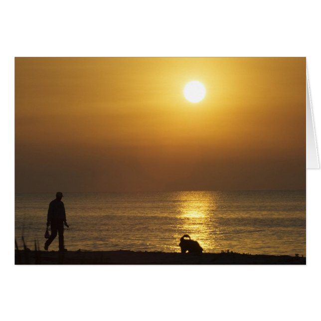 CARD: WALKING DOG AT SUNRISE (Front Horizontal)
