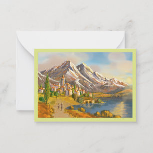 Card with mountain and lake, with envelope