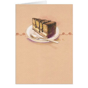 Card with painted watercolor cake