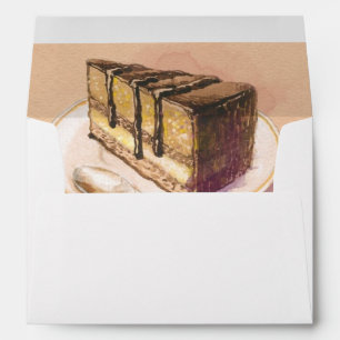 Card with painted watercolor cake envelope