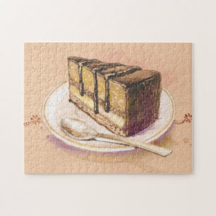 Card with painted watercolor cake jigsaw puzzle