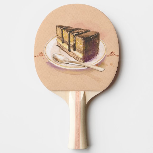 Card with painted watercolor cake ping pong paddle (Front)