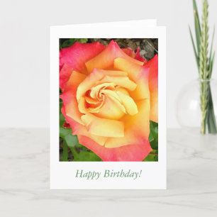 card - Yellow Orange Rose, Happy Birthday!