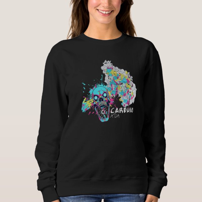 Cardano Mind Blown Crypto Skull Art Cryptocurrency Sweatshirt (Front)