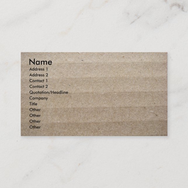 Cardboard and Packing Peanuts Business Card (Front)