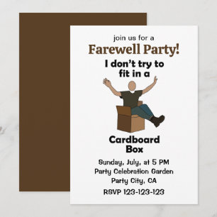 Cardboard Box Not Trying To Fit in a Box Farewell  Invitation