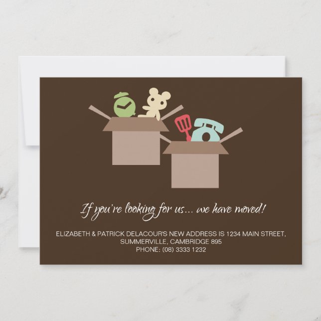Cardboard Boxes Brown Moving Announcement (Front)