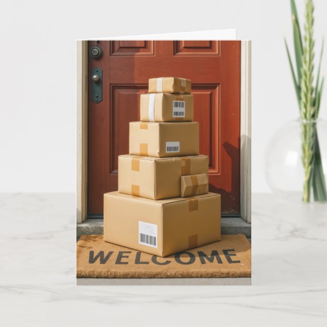 Cardboard Boxes For Getting Old Birthday Humour Card (Front)