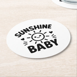 Cardboard boxes with baby sun design round paper coaster