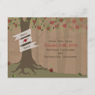 Cardboard Inspired Apple Orchard Save The Date Announcement Postcard