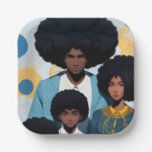 Cardboard plate Portrait Family Cups Afro