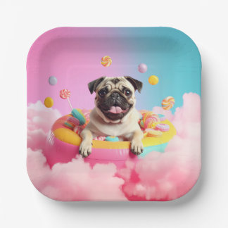 cardboard plate with sweet and funny dog