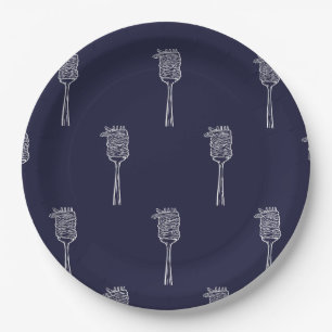 Cardboard plates "Pasta Lover" - Spaghetti pattern