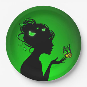 Cardboard plates The woman butterflies
