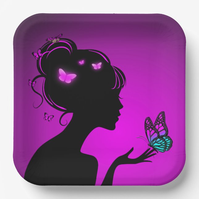 Cardboard plates The woman butterflies violet (Front)