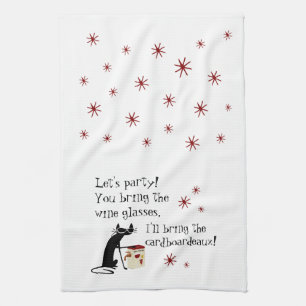 Cardboardeaux for Box Wine Funny Quote Cat Tea Towel