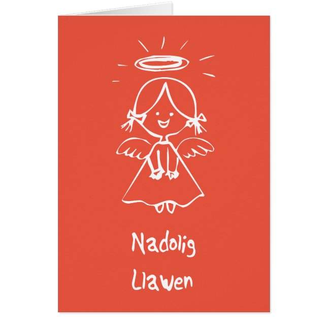 Carden Nadolig - Angel (Welsh) (Front)