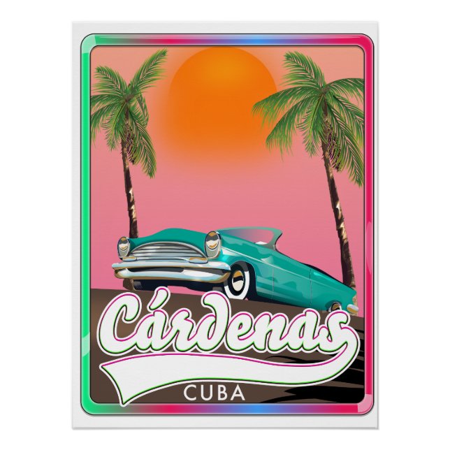 Cárdenas Cuba vintage travel poster (Front)