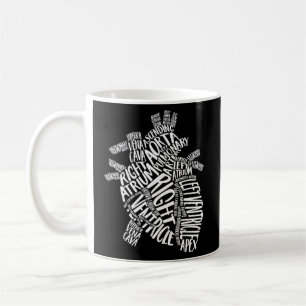 Cardiac Anatomic Typography Heart Cardiology Nurse Coffee Mug